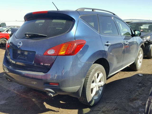 JN8AZ18W69W103737 - 2009 NISSAN MURANO BLUE photo 4