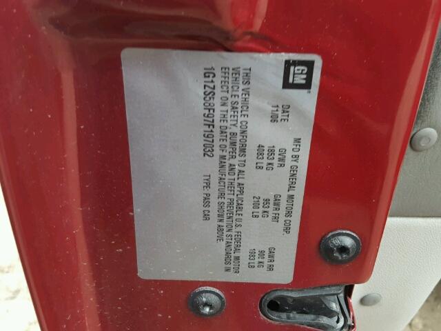 1G1ZS58F97F197032 - 2007 CHEVROLET MALIBU LS წითელი ფოტო 10