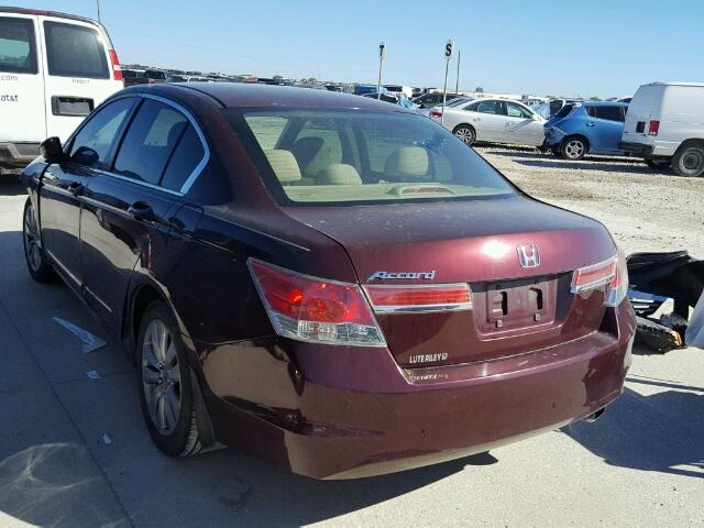 1HGCP2F79CA210332 - 2012 HONDA ACCORD EX MAROON photo 3