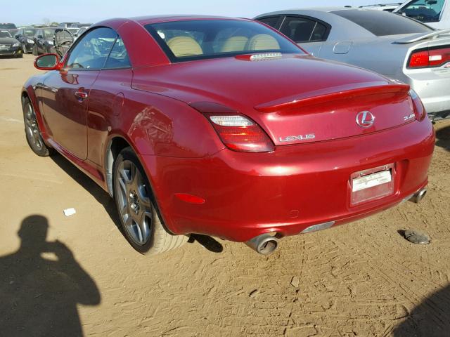 JTHFN45Y689017215 - 2008 LEXUS SC 430 RED photo 3