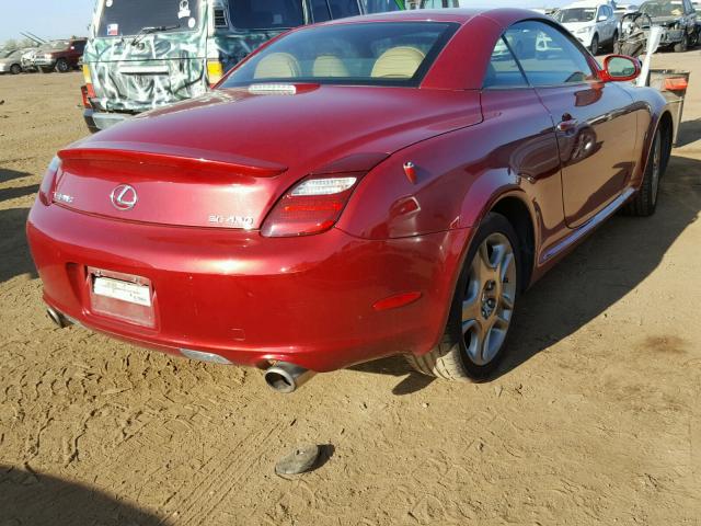 JTHFN45Y689017215 - 2008 LEXUS SC 430 RED photo 4