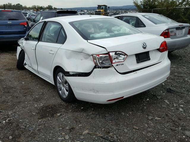 3VW2K7AJ5EM235790 - 2014 VOLKSWAGEN JETTA BASE WHITE photo 3