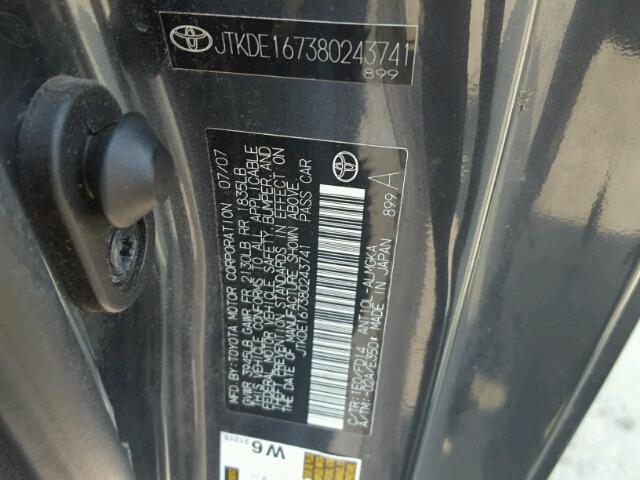 JTKDE167380243741 - 2008 TOYOTA SCION TC 灰色 照片 10