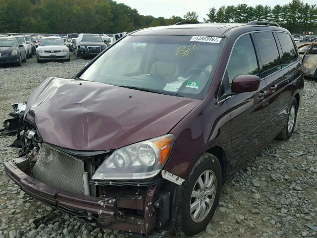 5FNRL3H62AB041242 - 2010 HONDA ODYSSEY EX RED photo 2