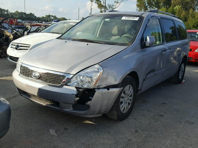 KNDMG4C74B6401130 - 2011 KIA SEDONA SILVER photo 2