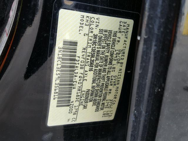 3N1BC13E59L356816 - 2009 NISSAN VERSA S BLACK photo 10