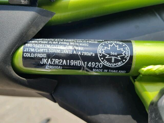 JKAZR2A19HDA14920 - 2017 KAWASAKI ZR900 TWO TONE photo 10