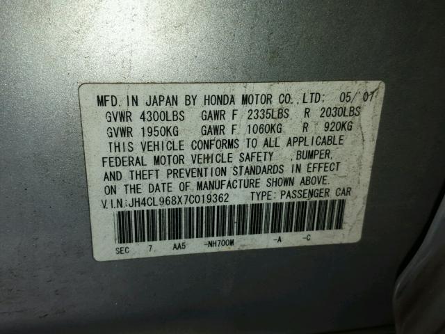 JH4CL968X7C019362 - 2007 ACURA TSX GRAY photo 10