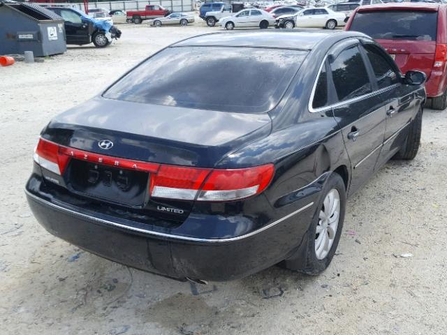 KMHFC46F86A050163 - 2006 HYUNDAI AZERA SE BLACK photo 4