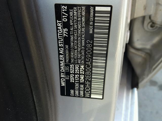 WDDHF2EB0CA590082 - 2012 MERCEDES-BENZ E 350 BLUE SILVER photo 10