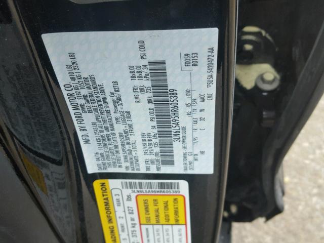 3LN6L5A95HR605389 - 2017 LINCOLN MKZ BLACK photo 10