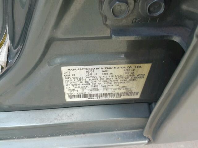 1N4AL11D06C122468 - 2006 NISSAN ALTIMA S GREEN photo 10