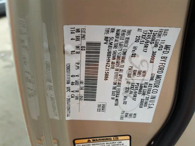 5LMEU88H94ZJ15886 - 2004 LINCOLN AVIATOR Qəhvəyi foto 10