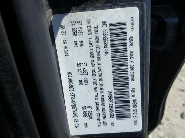 2B3HD46R61H608141 - 2001 DODGE INTREPID S ნაცრისფერი ფოტო 10