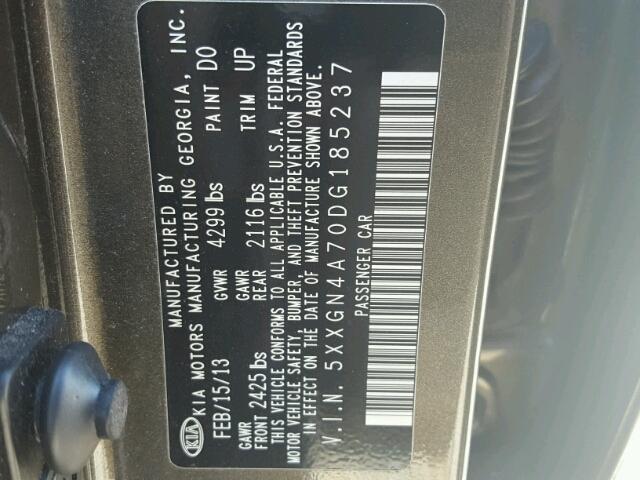 5XXGN4A70DG185237 - 2013 KIA OPTIMA BROWN photo 10