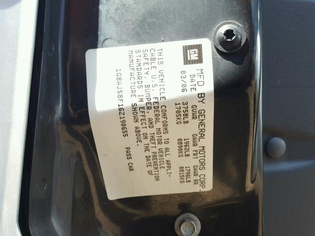 1G8AJ58F16Z190655 - 2006 SATURN ION LEVEL SILVER photo 10