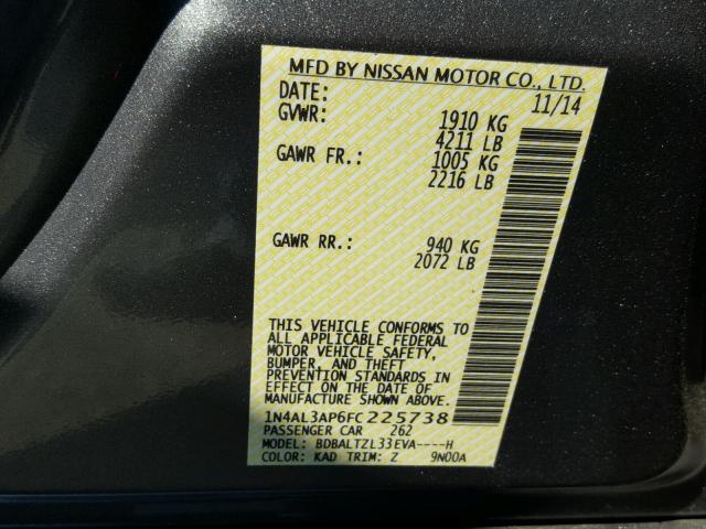 1N4AL3AP6FC225738 - 2015 NISSAN ALTIMA 2.5 银色 照片 10