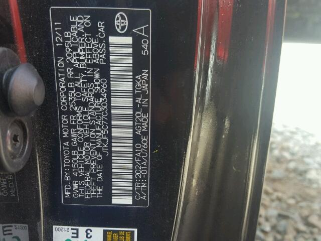 JTKJF5C77C3034960 - 2012 TOYOTA SCION TC 黑色 照片 10