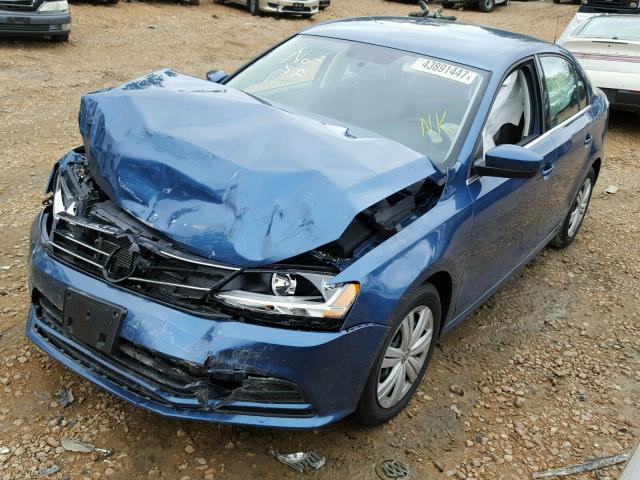 3VW2B7AJ7HM214363 - 2017 VOLKSWAGEN JETTA S BLUE photo 2