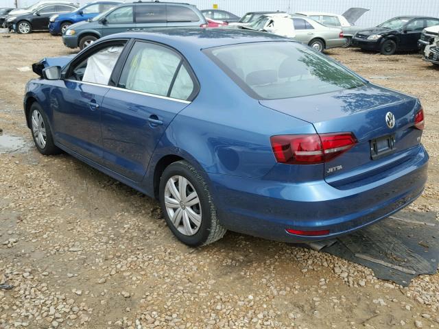 3VW2B7AJ7HM214363 - 2017 VOLKSWAGEN JETTA S BLUE photo 3