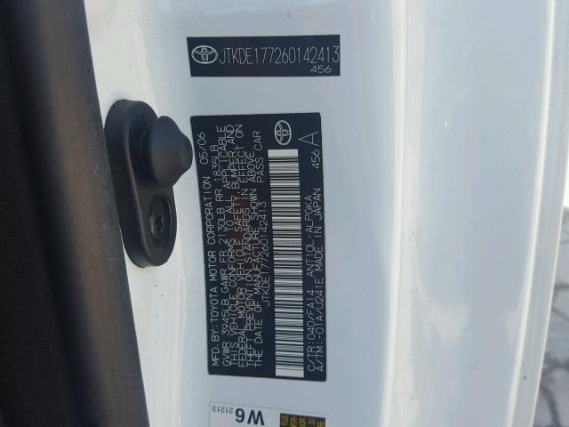 JTKDE177260142413 - 2006 TOYOTA SCION TC 白色 照片 10