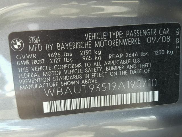 WBAUT93519A190710 - 2009 BMW 328 IT GRAY photo 10