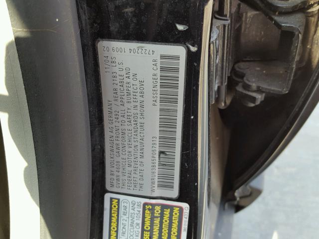 WVWRU63B65P057913 - 2005 VOLKSWAGEN PASSAT GLX 黑色 照片 10