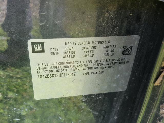 1G1ZB5ST8HF123617 - 2017 CHEVROLET MALIBU LS Boz foto 10