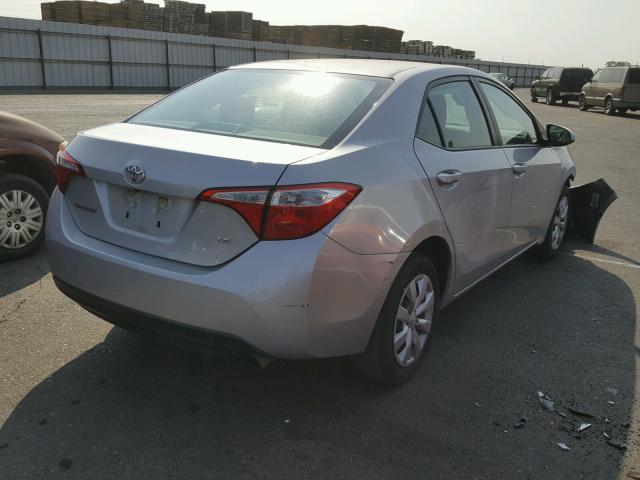 5YFBURHE4FP263026 - 2015 TOYOTA COROLLA L SILVER photo 4