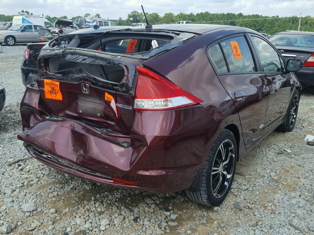 JHMZE2H54BS010590 - 2011 HONDA INSIGHT LX MAROON photo 4