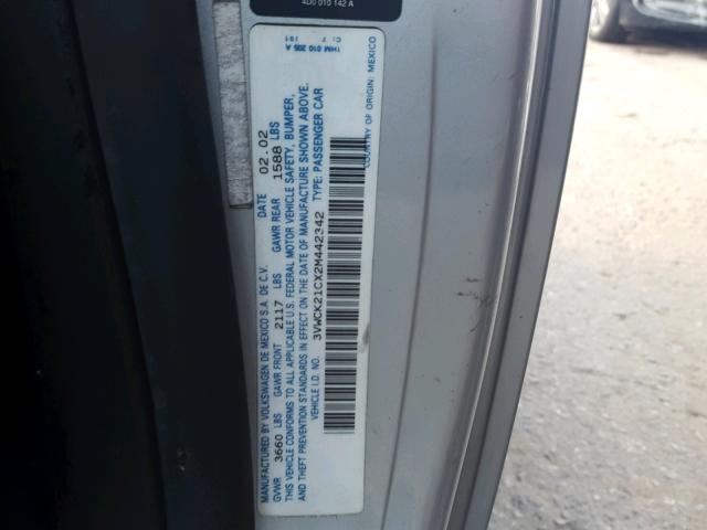 3VWCK21CX2M442342 - 2002 VOLKSWAGEN NEW BEETLE 灰色 照片 10