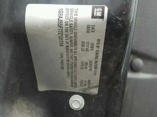 1G8AJ55F77Z131714 - 2007 SATURN ION LEVEL SILVER photo 10