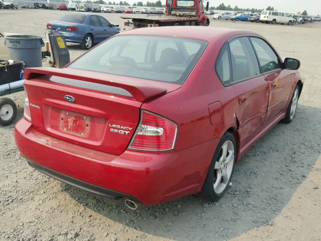 4S3BL676754203609 - 2005 SUBARU LEGACY GT RED photo 4