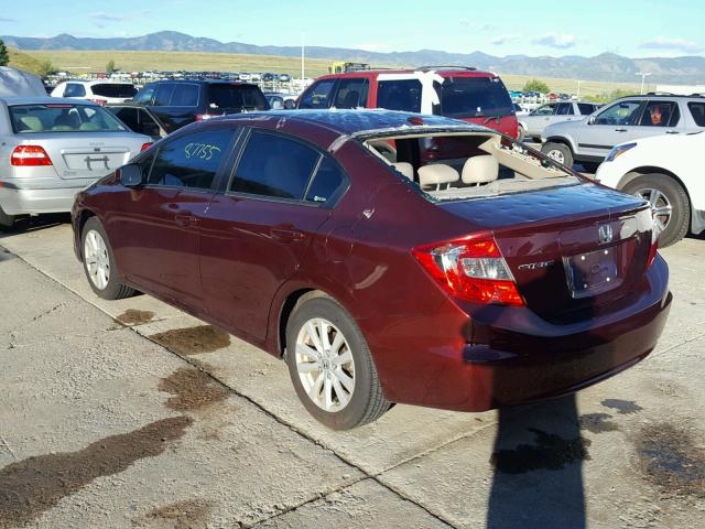 19XFB2F9XCE073247 - 2012 HONDA CIVIC EXL 栗色 照片 3