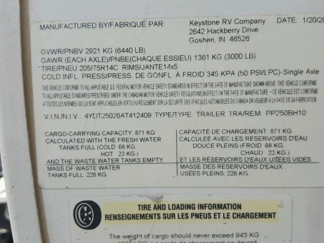 4YDT25026AT412409 - 2010 KEYSTONE PASSPORT 白色 照片 10