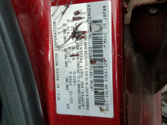 JM1BL1SF4A1296143 - 2010 MAZDA 3 I RED photo 9