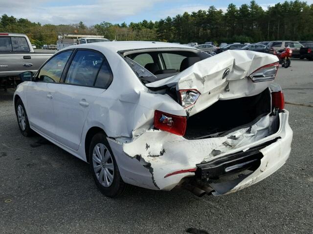 3VW2K7AJ0EM351110 - 2014 VOLKSWAGEN JETTA BASE WHITE photo 3