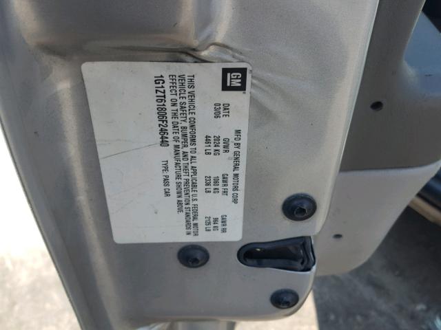 1G1ZT61806F246440 - 2006 CHEVROLET MALIBU MAX ნაცრისფერი ფოტო 10