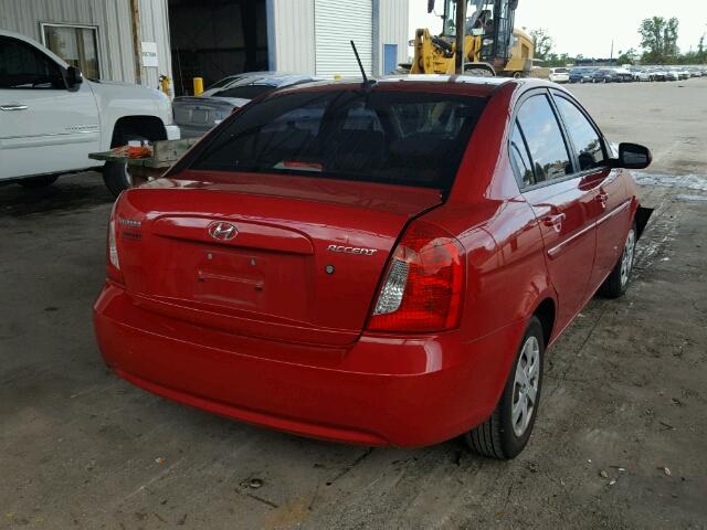 KMHCN4AC9BU615345 - 2011 HYUNDAI ACCENT GLS RED photo 4