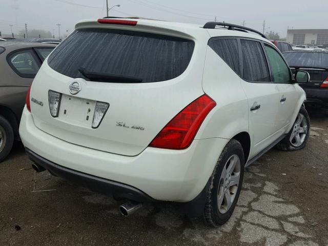 JN8AZ08W44W322974 - 2004 NISSAN MURANO SL WHITE photo 4