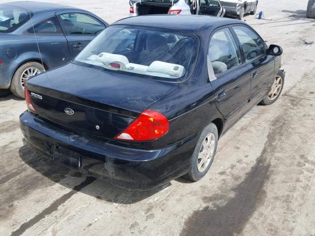 KNAFB121835300079 - 2003 KIA SPECTRA BA BLACK photo 4