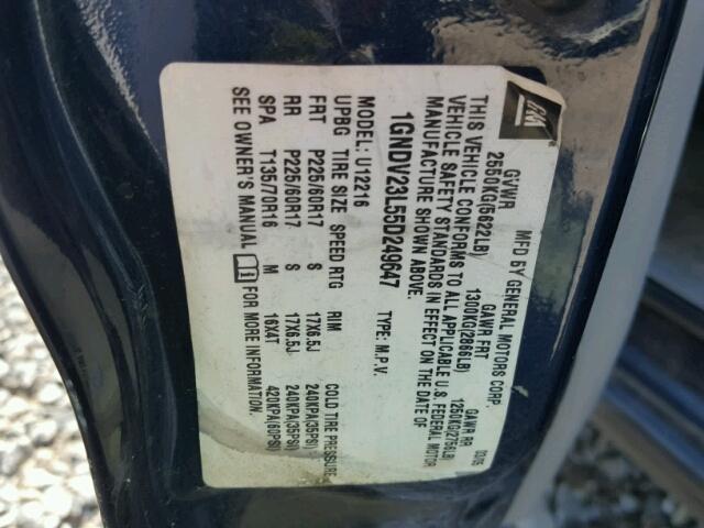 1GNDV23L55D249647 - 2005 CHEVROLET UPLANDER L 蓝色 照片 10