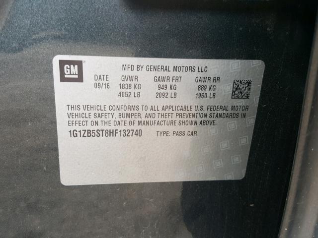 1G1ZB5ST8HF132740 - 2017 CHEVROLET MALIBU LS 黑色 照片 10