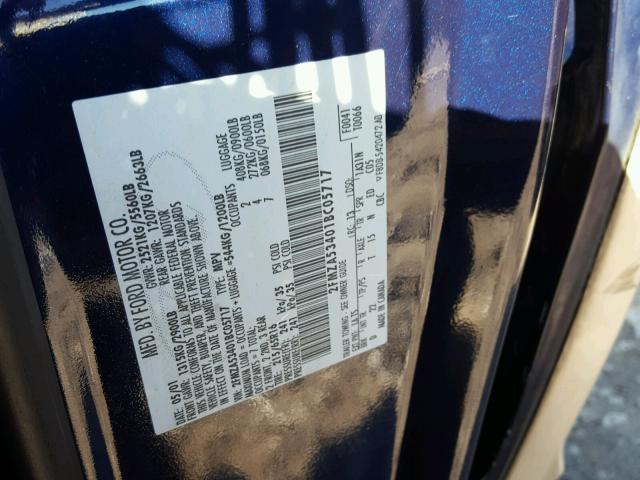 2FMZA53401BC05717 - 2001 FORD WINDSTAR S BLUE photo 10