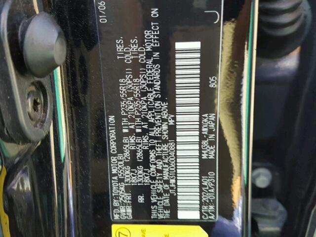 JTJHW31U060040881 - 2006 LEXUS RX 400 BLACK photo 10