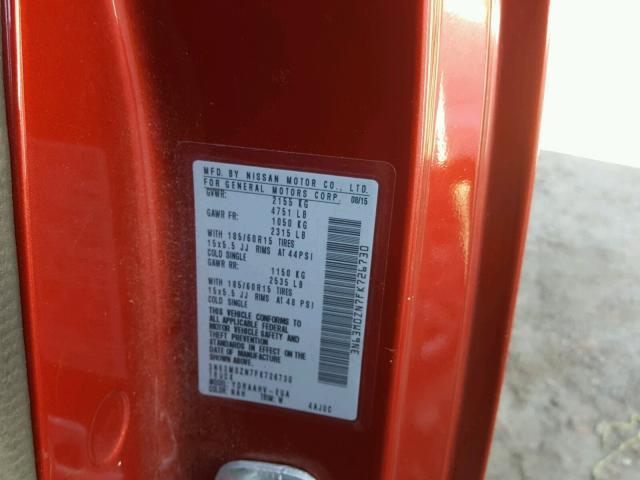 3N63M0ZN7FK726730 - 2015 CHEVROLET CITY EXPRE RED photo 10