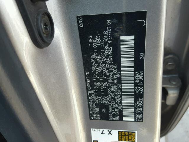 JTLKT324264071661 - 2006 TOYOTA SCION XB Plata foto 10