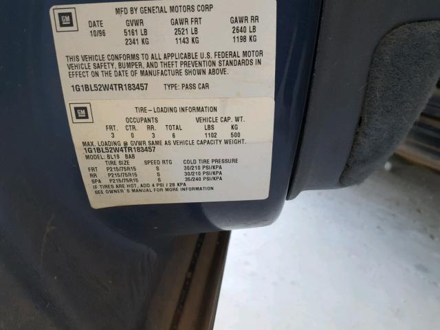 1G1BL52W4TR183457 - 1996 CHEVROLET CAPRICE CL ლურჯი ფოტო 10