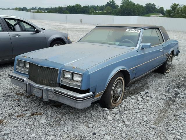 1G4EZ57Y7FE434038 - 1985 BUICK RIVIERA BLUE photo 2