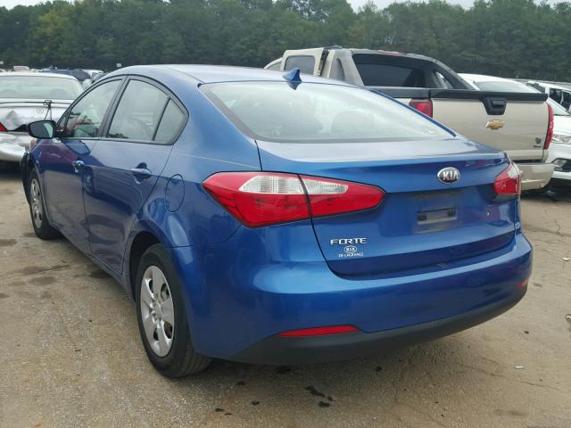 KNAFK4A69E5048196 - 2014 KIA FORTE LX BLUE photo 3